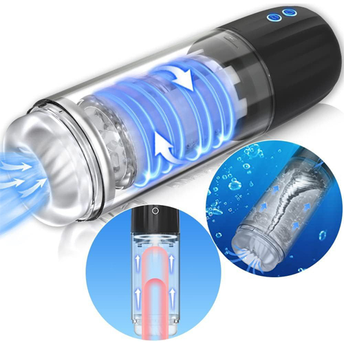 Pocket Pussy Masturbator Cup Automatic Sex Machine Stroker Adult Sex Toys 2 in 1 Vibrator for Men Penis Stimulation Enlargement Fully Waterproof with 7 Sucking Rotating Modes