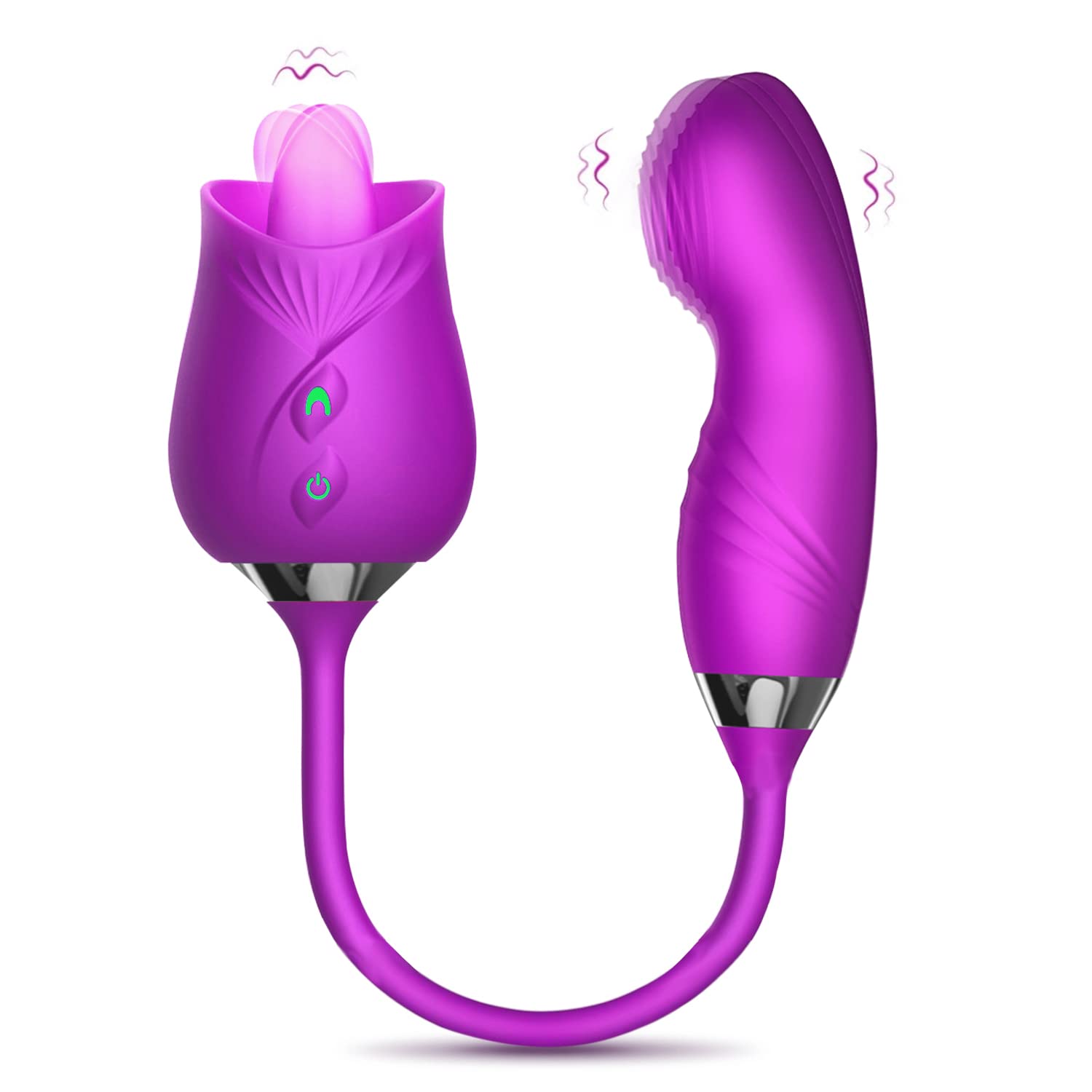 (Pink) Rose Vibrator Toy Jerking Licking Suction Tongue Silent Sex Toys for Women Electric Massager Dildo G-spot Bullet Adult Toys for Single and Couple Nipple Stimulating with 10 VibratIng Modes USB Charger