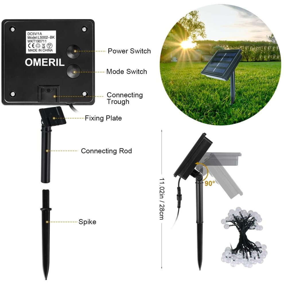 50 LEDs Solar Garden Lights Solar Lights Outdoor Garden Waterproof Warm White