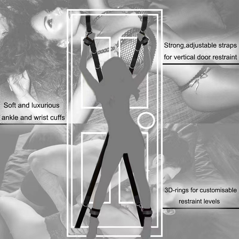 Sex Toys BDSM Adult Goods SM Bondage Restraint Kits Belt On Door with Handcuffs Foot Cuffs for Couple Flirting