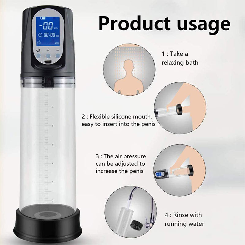 Electric Penis Pump Male Sex Toys Automatic Penis Extender Vacuum Pump Manual Penile Enlarger USB Charging Erection Male Masturbator Air Pressure Device Adult Toys for Men Stronger Bigger