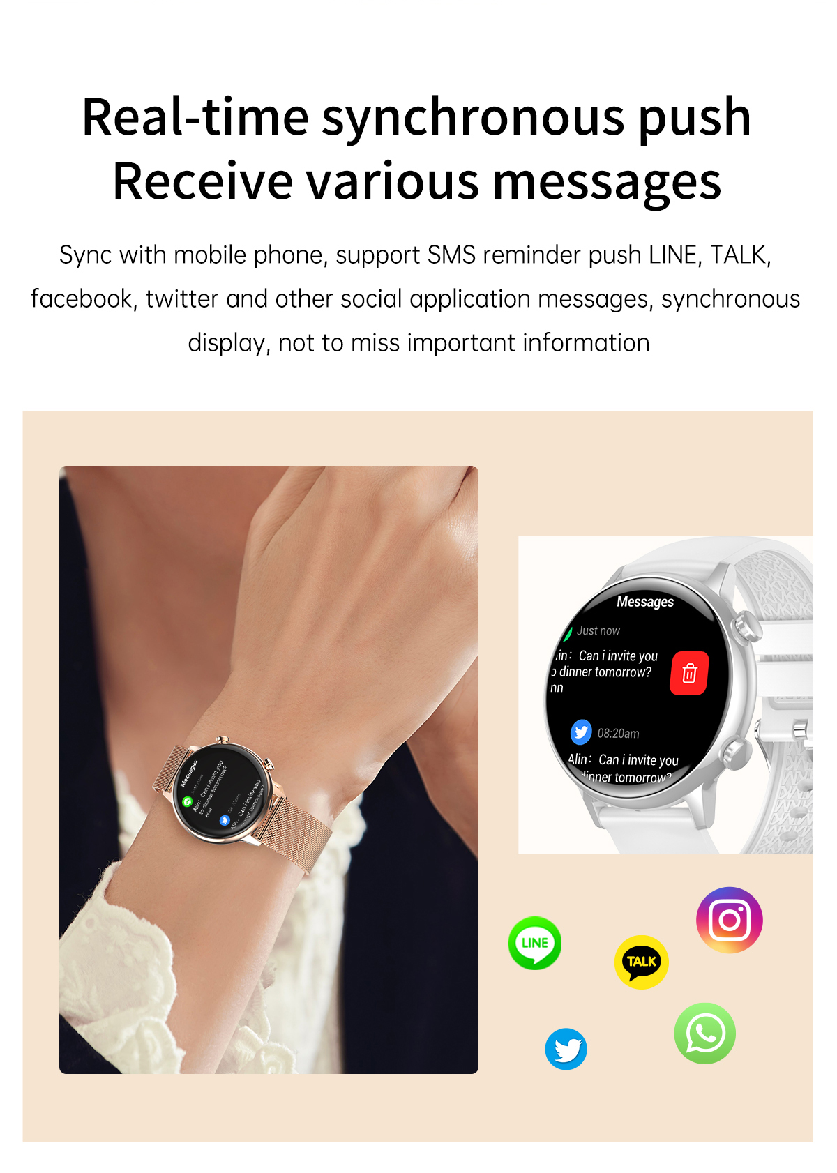 (Black) Smart Watches for Women Multifunctional Sports Watch Female Smart Bracelet Bluetooth Call Heart Rate Blood Pressure Waterproof IP68 Magnetic Charge Round Screen
