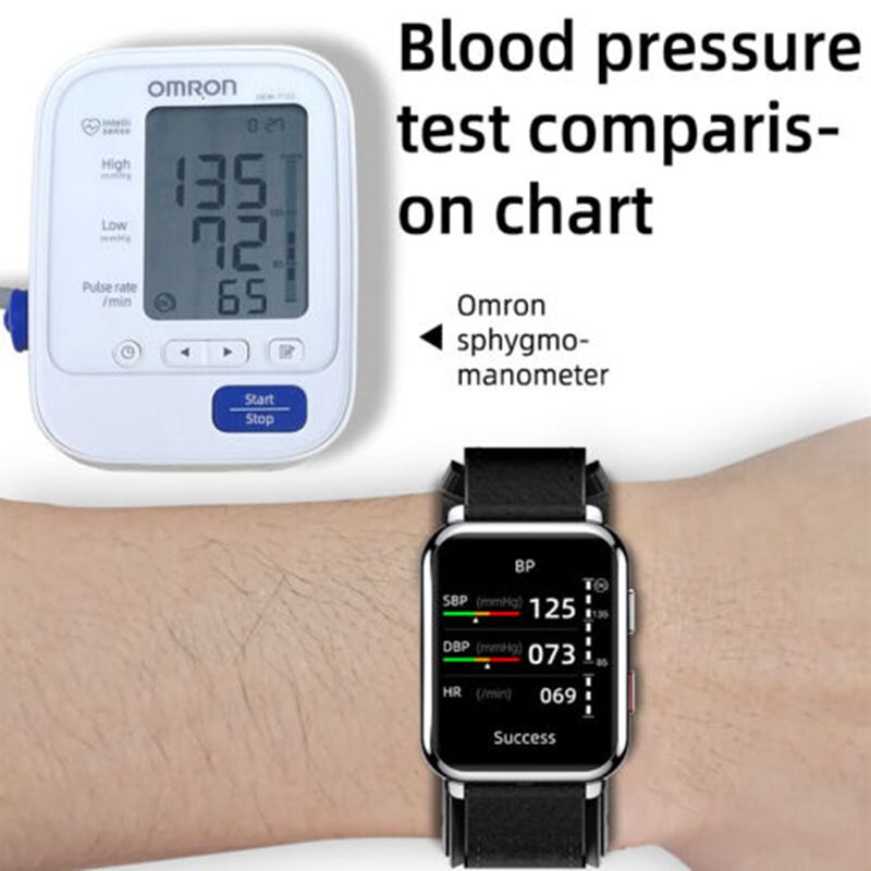(Black) Air Pump Airbag True Blood Oxygen Pressure Smart Watch Temperature Medica Grade Fashion Sports Watch