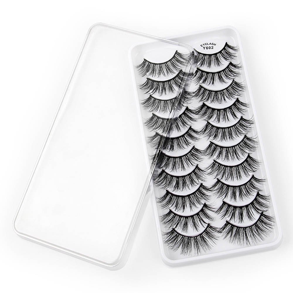 (Y600) False Eyelashes Thick Natural Fake Eye Lashes Set Cat-eyes 3D Fluffy Eyelashes Extension Dense Extensions Beauty Tools Makeup Supplies For Women 10 Pairs