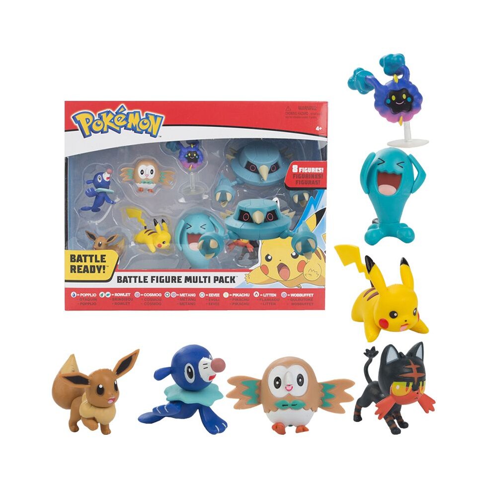 8pcs Set Pokemon Battle Figure Multi Pack Pikachu Eevee Wobbuffet Toys Gifts
