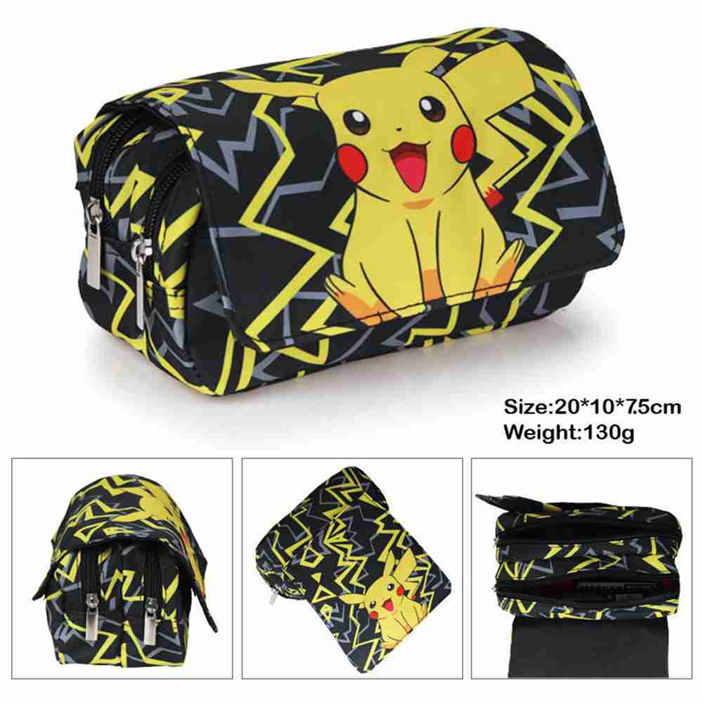 (Pokémon Pikachu 01) Pokémon Pikachu Large Capacity Anime Pen Case Pencil Case for Kid Cartoon Pencil Bag Pouch Holder Desk Organizer with Multi Compartments for Childrens Students Office School Gift