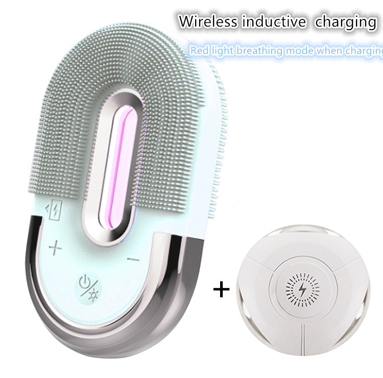 (Pink) Facial Cleansing Brush Electric Silicone Face Massager Waterproof Face Scrubber for Deep Cleansing Exfoliating Rechargeable