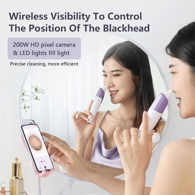 (Green) Visual Blackhead Remover Home Beauty Instrument Pore Deep Cleaner Vacuum Silicone Suction Head Cleansing Instrument APP HD Camera Function