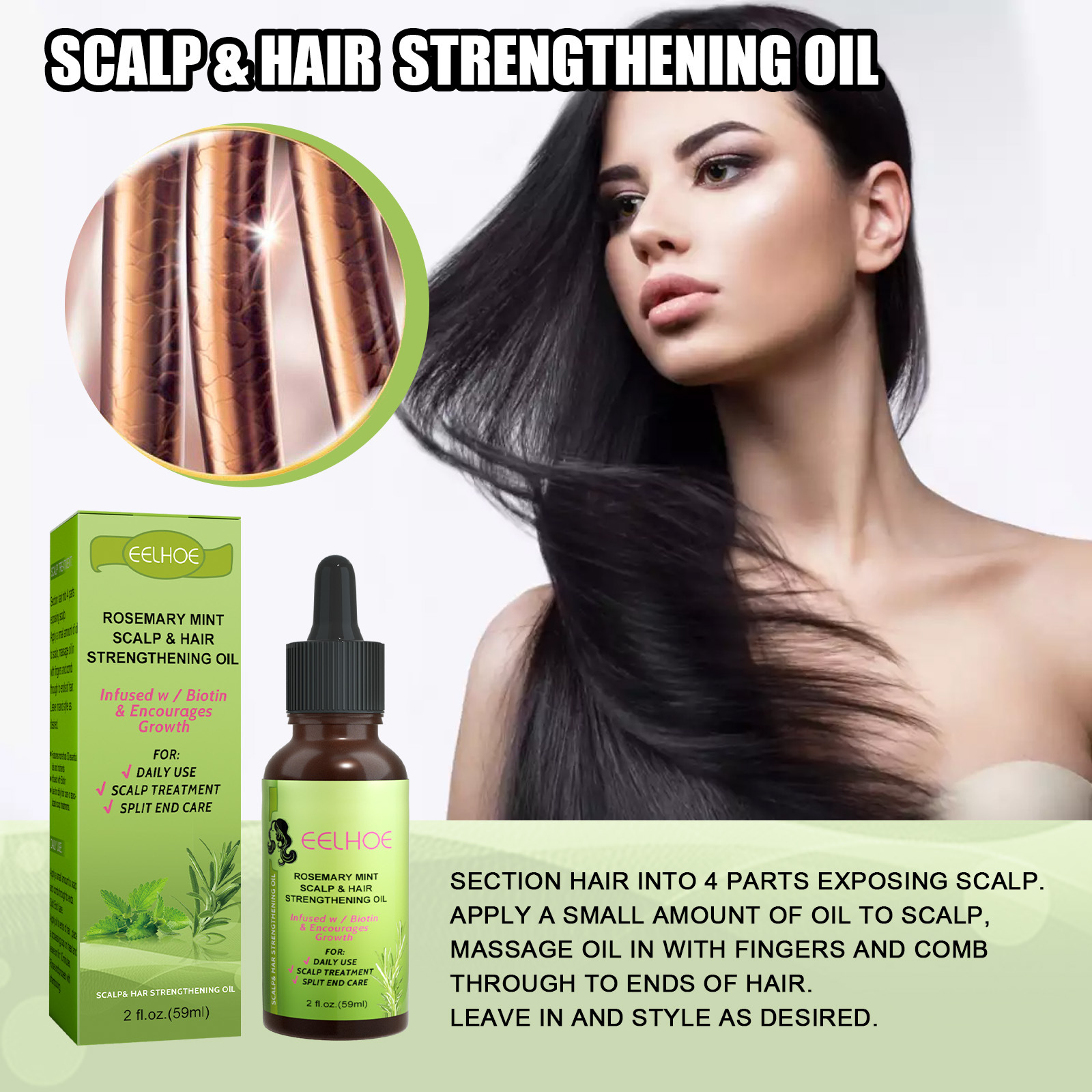 Hair Follicle Hair Spray Mint Plant Extract Essential Hair Oil Ginger Hair Nutrient Solution Hair Nutrient Solution Repairing Damaged Frizz Dry Hair