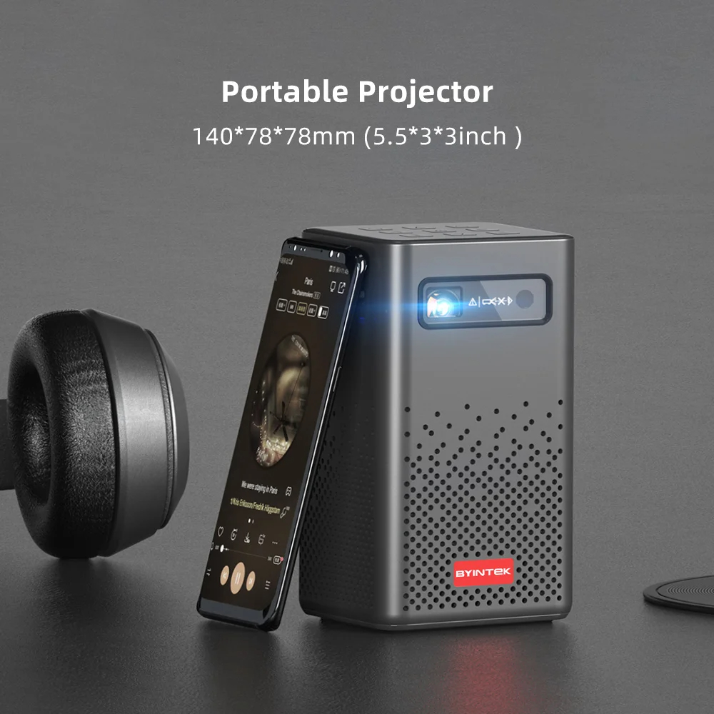 3D Projector Battery Powered Portable HD LED Wifi Projector Supports 1080P 4K Android 9.0 OS