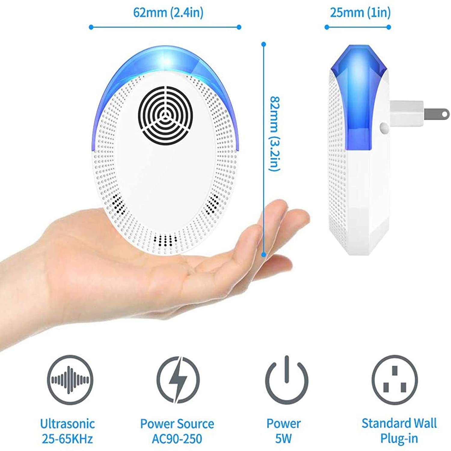 4PCS Ultrasonic Pest Repeller Electronic Mouse Repellent plug in Pest Control for Mouse Anti Rat Spider Rodent Fly Mosquitoes