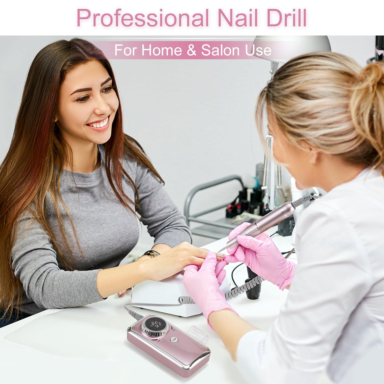 Rechargeable Nail Drill  Electric Nail Files Portable USB Adjustable Speed Electric Manicure Set