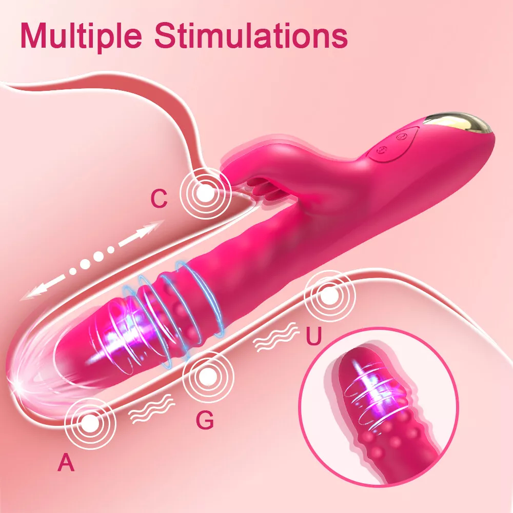Rabbit Vibrator Thrusting Rotating Dildo Clit G-Spot Massager Sex Toys for Women Tongue Oral Clit Licking Clitoris Adult Sex Toys Sexual Wellness