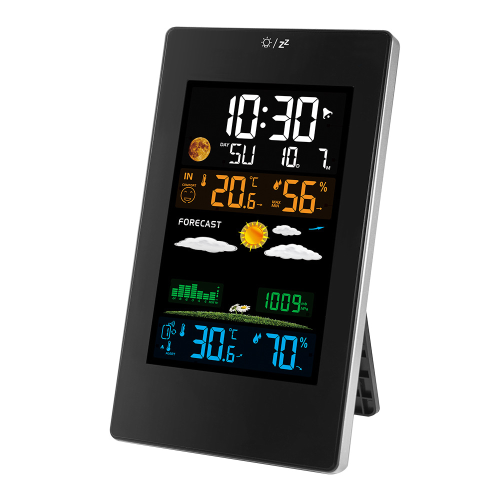 Wireless Weather Station Clock Indoor Outdoor Weather Forecaster with Sensor Digital Thermometer Humidity Barometric Pressure Ice Alert