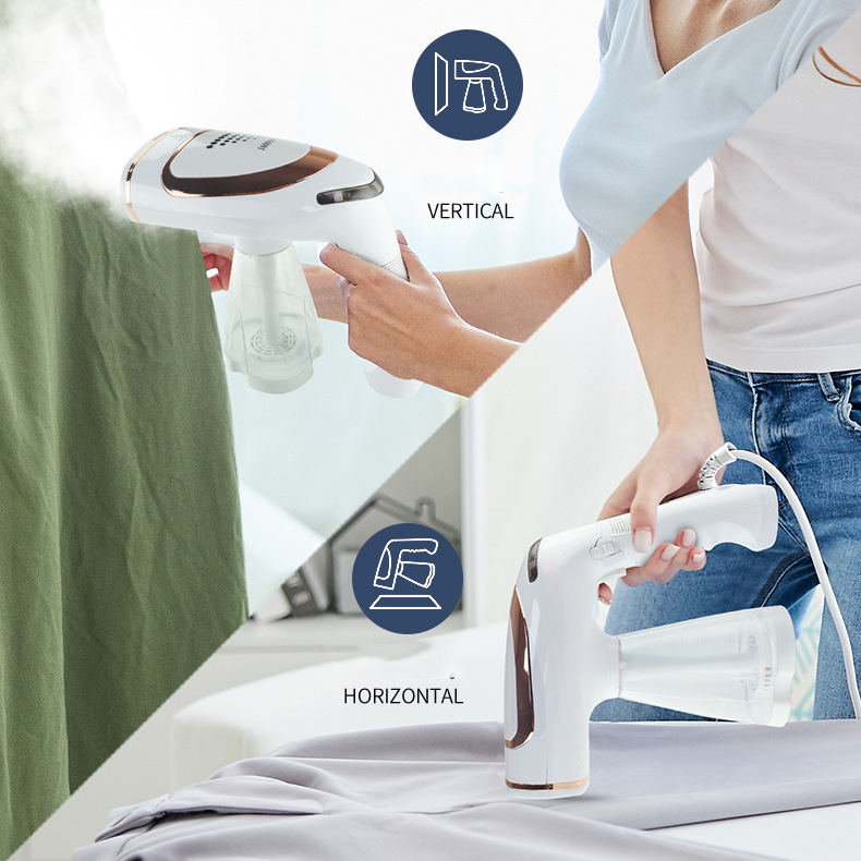 Compact Handheld Steamer Portable Travel Iron with Foldable Handle and Accessories