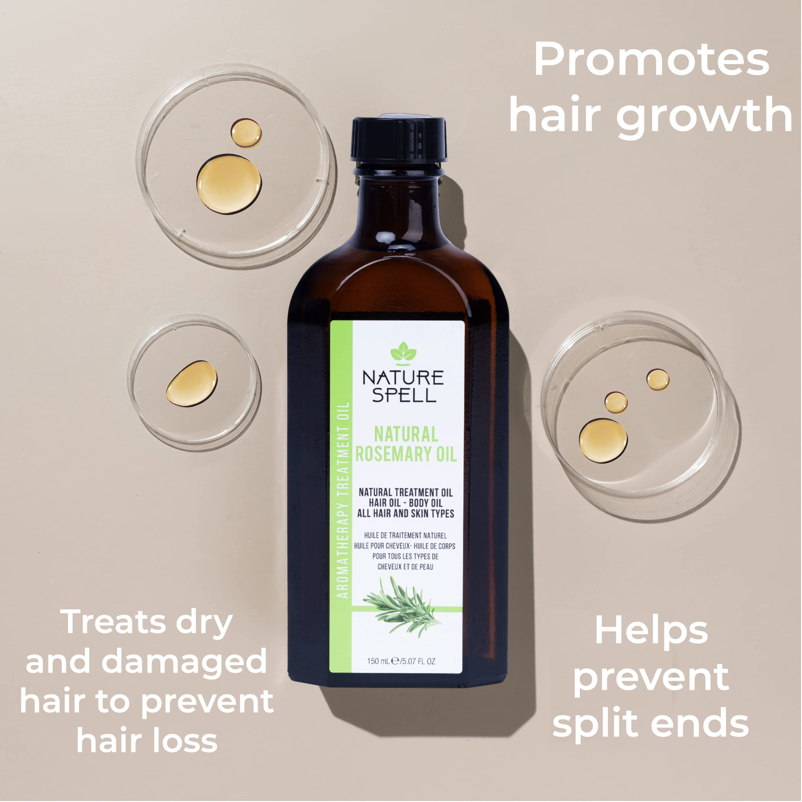 Nature Spell Rosemary Oil for Hair Skin 150 ml Rosemary Oil for Hair Growth Treat Dry Damaged Hair to Target Hair Loss Made in The UK