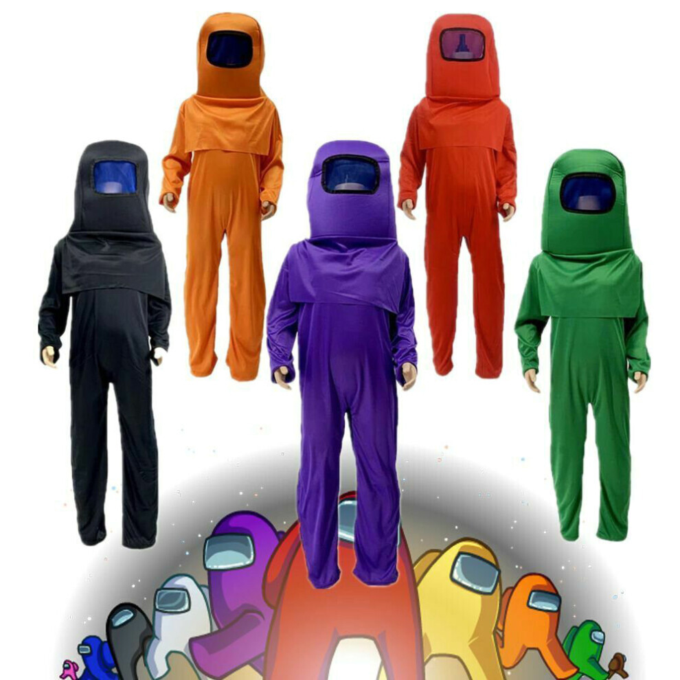 (Black 6~8 Years) Among Us Costumes Halloween Kids Fancy Dress Boys Jumpsuit Book Week Gaming Christmas Birthday Party Carnival Costumes