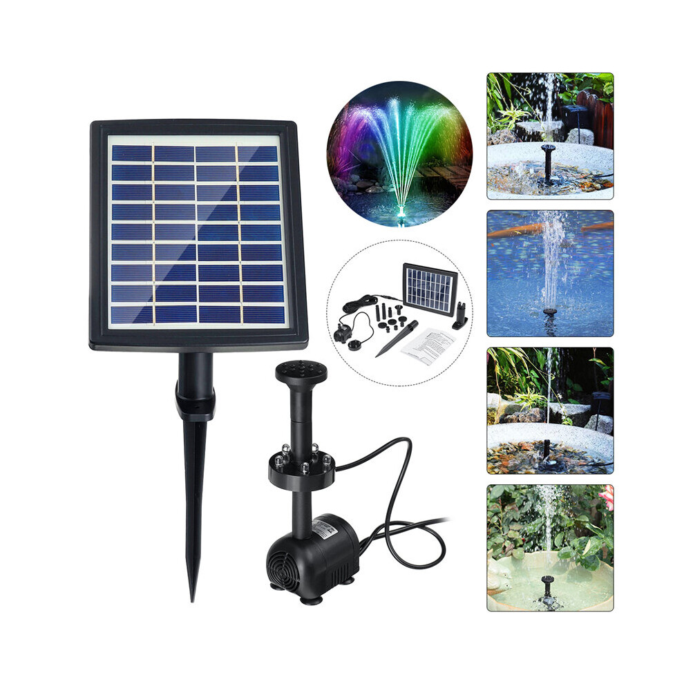 Solar Powered LED Colorful Light Fountain Water Pump Floating Garden Pond Pool Fish Bird