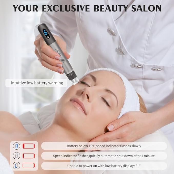 Dr.Pen H3 Professional Microneedling Pen with 18pcs 12PIN Cartridges Needles for Hydra Pen H3 Wireless Derma Roller Pen 6 Speed Levels 0.25-2.5mm Adjustable