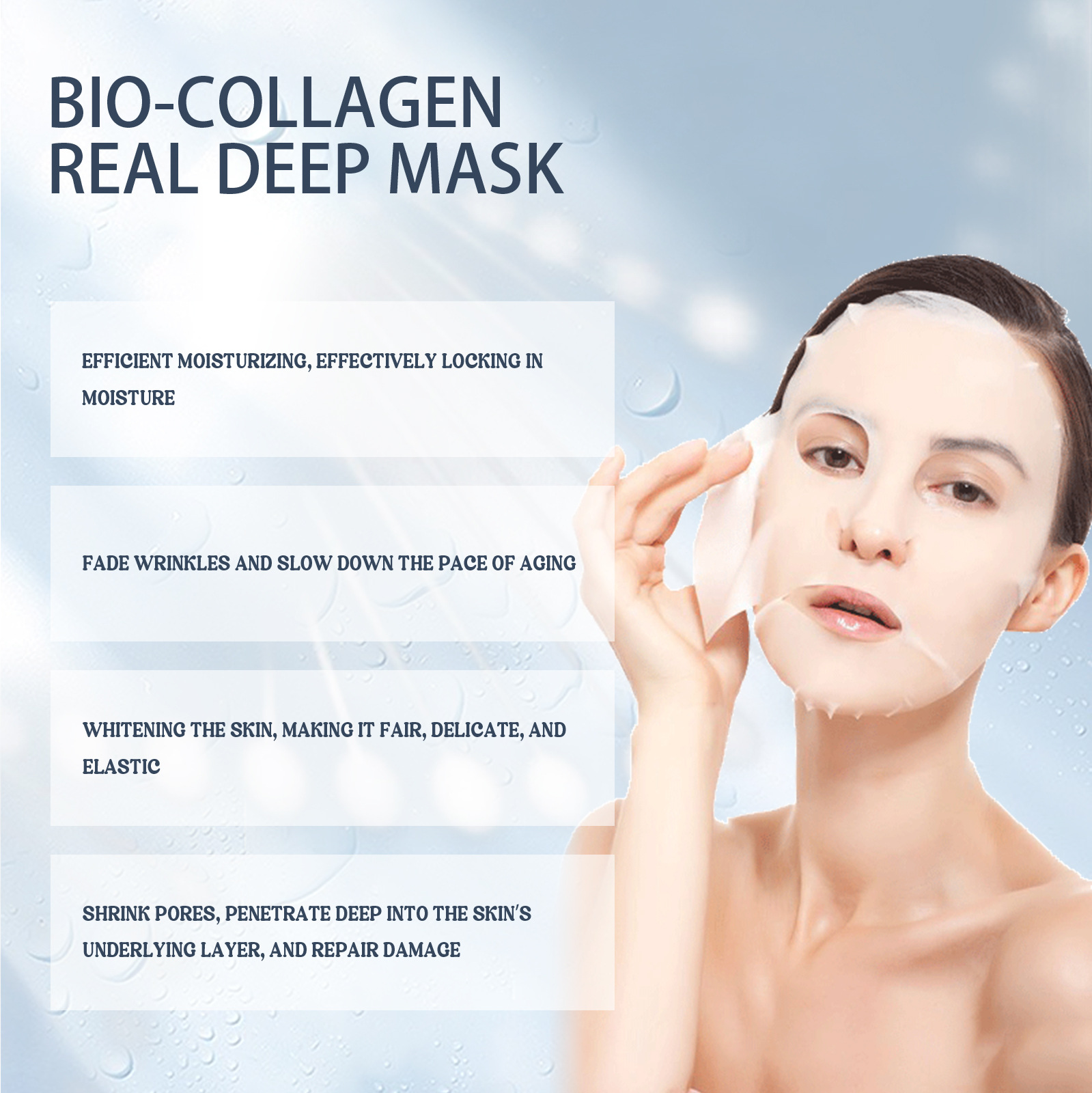 (1 PC) Bio Collagen Real Deep Mask Anti Wrinkle Face Mask Moisturizing Fade Face Fine Line Anti Aging Mask Firming Nourish Brightening Skin Care