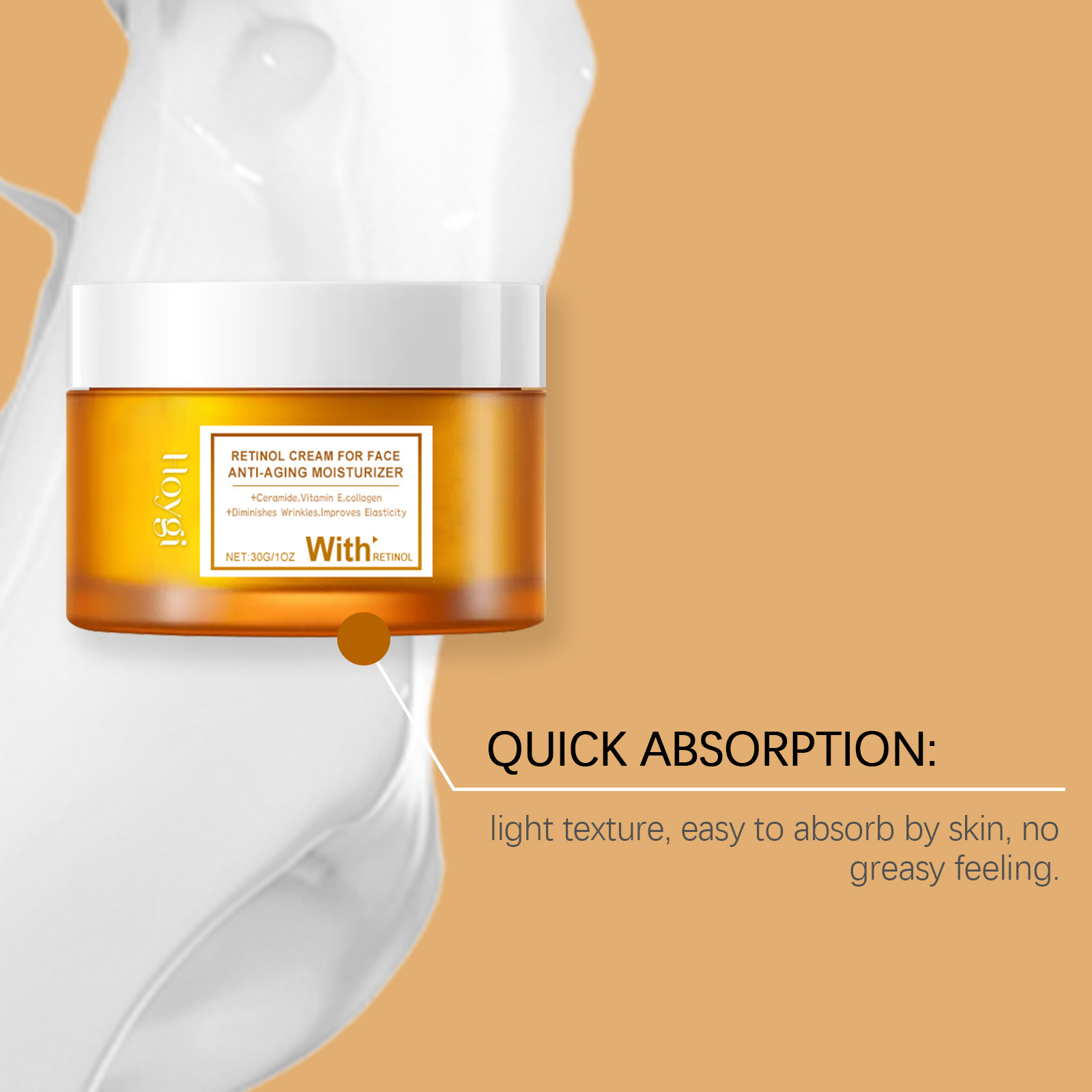 HOYGI Retinol Facial Moisturizer Repairing Facial Skin Nourishing Anti Wrinkle Dark Spot Removal Fade Fine Lines Korean Skincare Anti Freckle Face Cream 30g