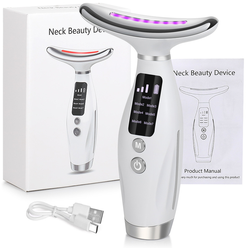 EMS Neck Face Lifting Beauty Device Neck Massager 7 Colors Multi Functional Beauty Instrument Wrinkles Removal Portable Facial Lift Skincare Machine