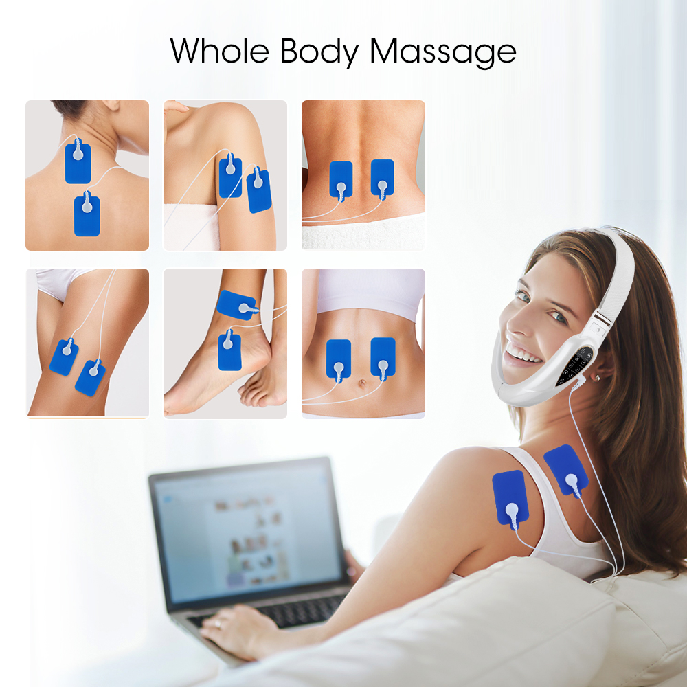 (White) EMS Microcurrent V Line Face Slimming Lifting Device Massager Skin Rejuvenation Electric Reduce Double Chin Belt Shaping Beauty Skin Care Magic Tool