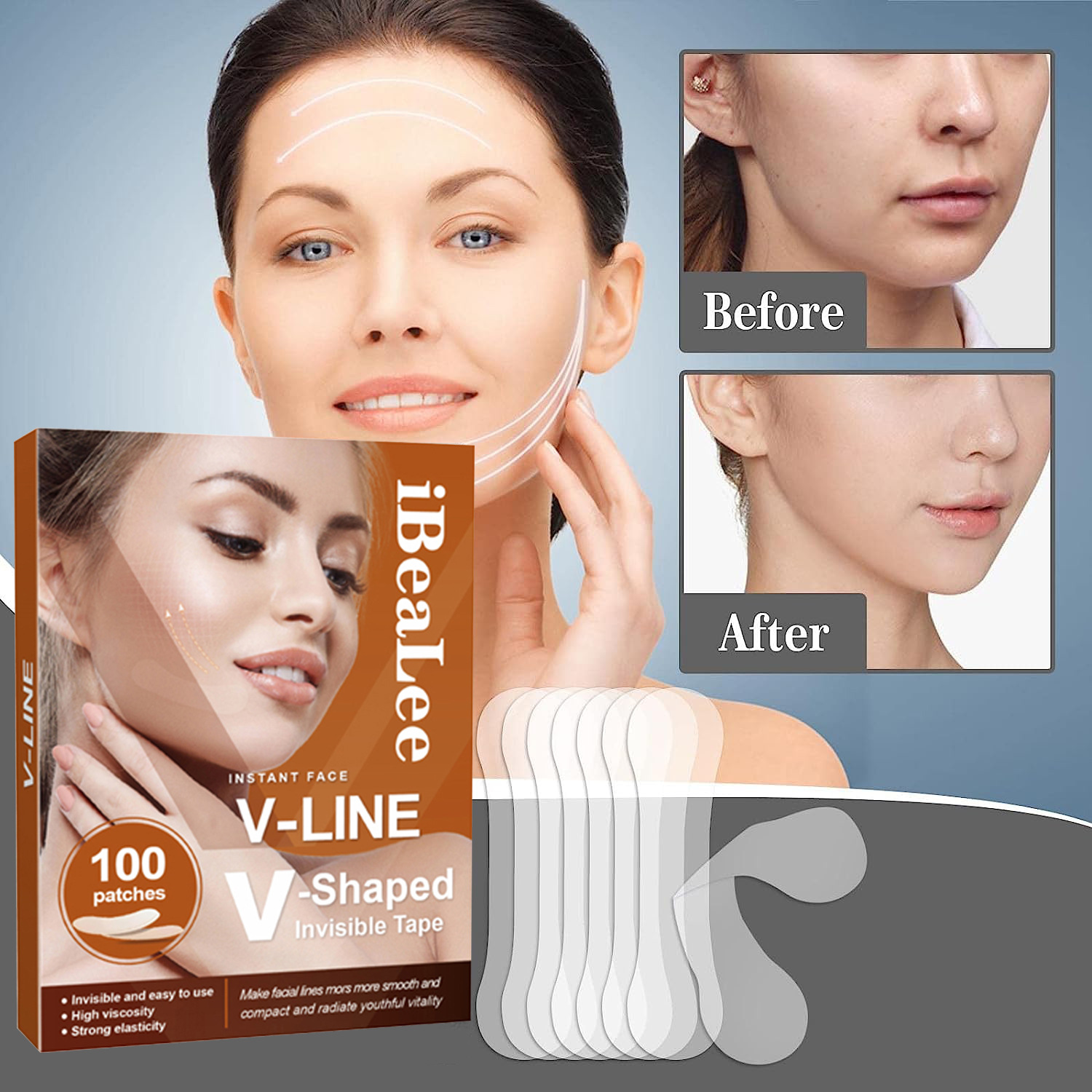 Invisible Face V Line Patch Face V-Shaped Invisible Tape Lifting Tightens and Firms the Chin Lightens Fine Lines Lift Sticker