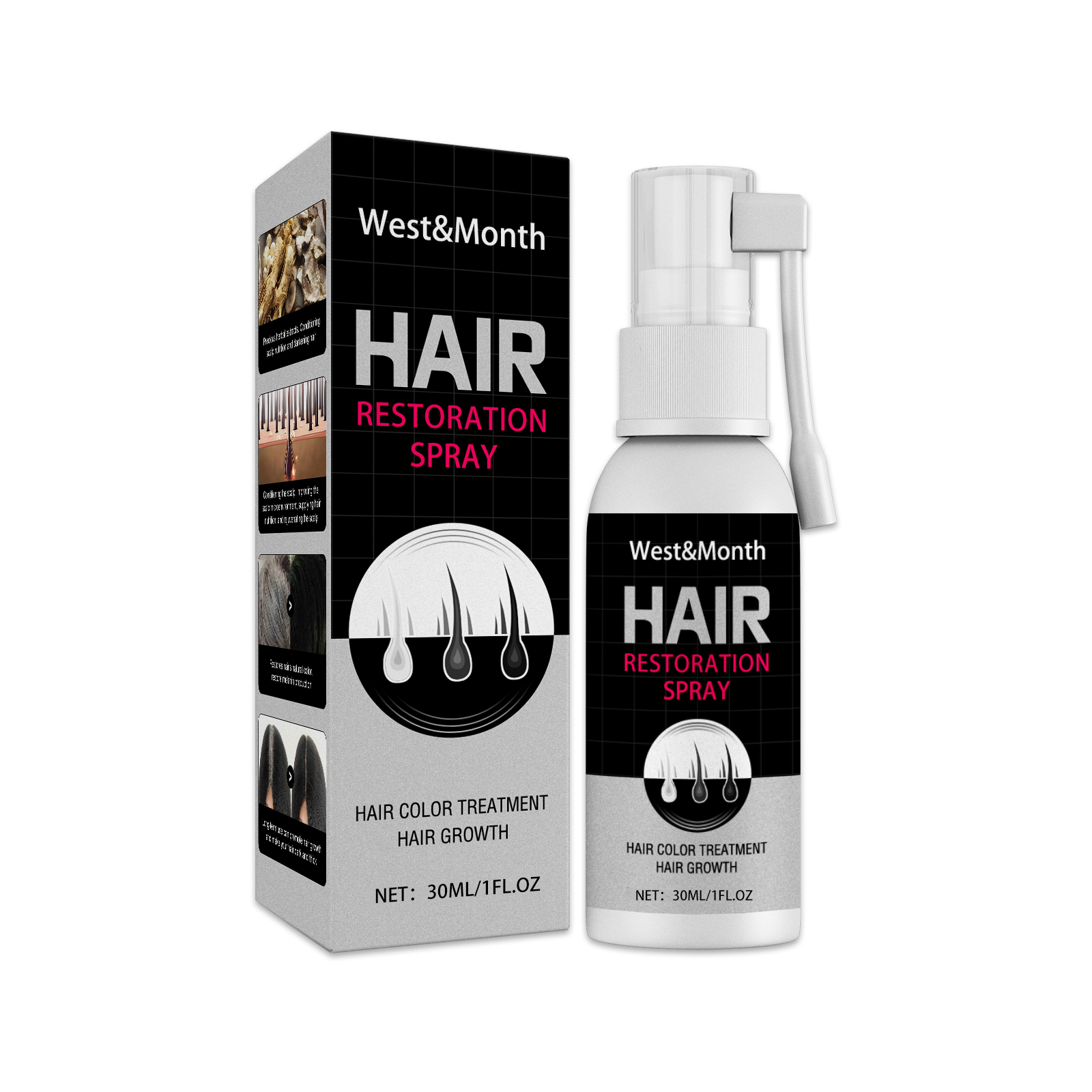 Black Hair Spray White Hair Coverage Natural Black Hair Restore Healthy Hair Prevent Hair Loss Gray White Hair Treatment Serum ﻿