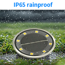 (White) 6PCS Solar Floor Lights Outdoor, 8 LED Lights Waterproof Outdoor Light, IP68 Garden Light Stainless Steel Solar Lamp for Walkway, Terrace, Outdoor, Lawn, Entran