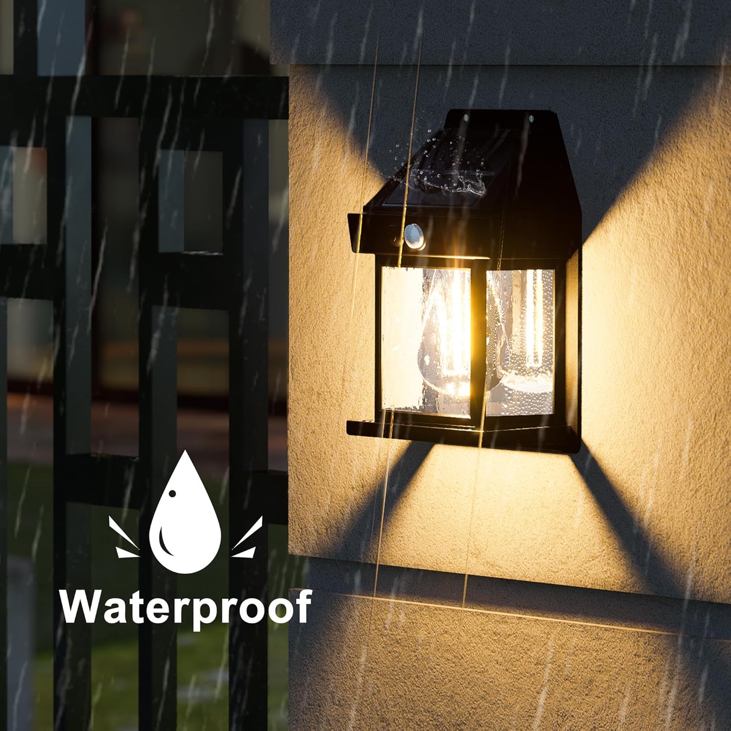 (4 pcs) Solar Lights Outdoor Waterproof Solar Wall Lights with Motion Sensor 3 Lighting Mode for Gardens Courtyards and Porches