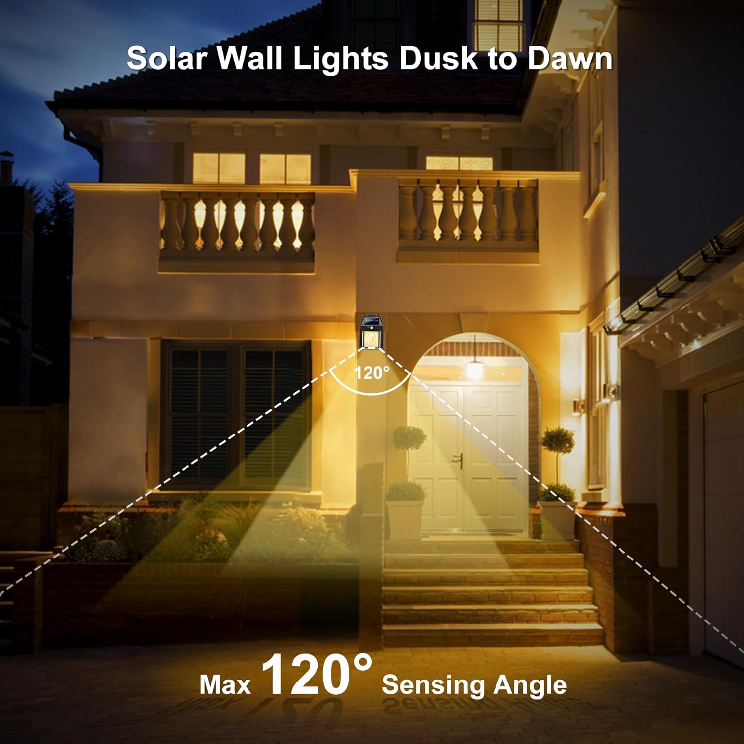 (4 pcs) Solar Lights Outdoor Waterproof Solar Wall Lights with Motion Sensor 3 Lighting Mode for Gardens Courtyards and Porches