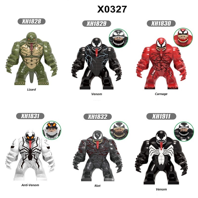 (Style C) Marvel Action Figure Mini Building Blocks Superhero Venom Massacre Adult Puzzle DIY Assembly Block Children Toys