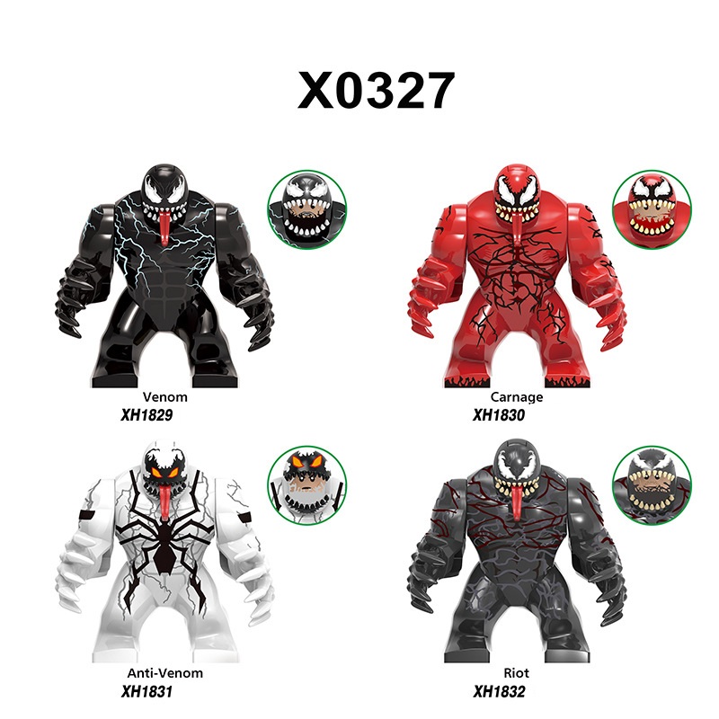 (Style C) Marvel Action Figure Mini Building Blocks Superhero Venom Massacre Adult Puzzle DIY Assembly Block Children Toys