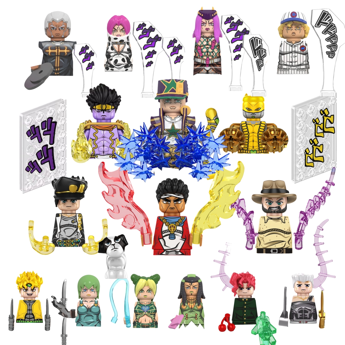 JoJo Bizarre Adventure Cute Mini Action Figure Toys Cartoon Game Building Blocks Moc Bricks Toys for Children Gifts
