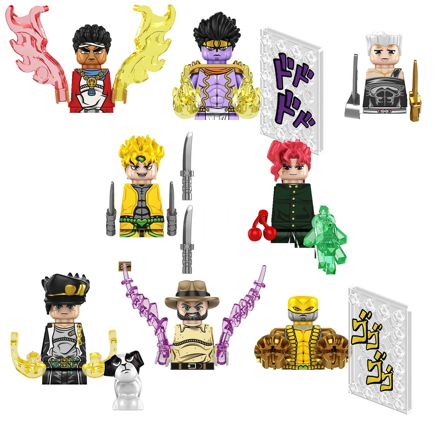 JoJo Bizarre Adventure Cute Mini Action Figure Toys Cartoon Game Building Blocks Moc Bricks Toys for Children Gifts