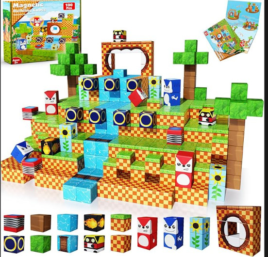 (Blue Castle) Magnetic Building Blocks Toys Set with Minifigures Primeval Forest My World Series Best Gifts for Kids