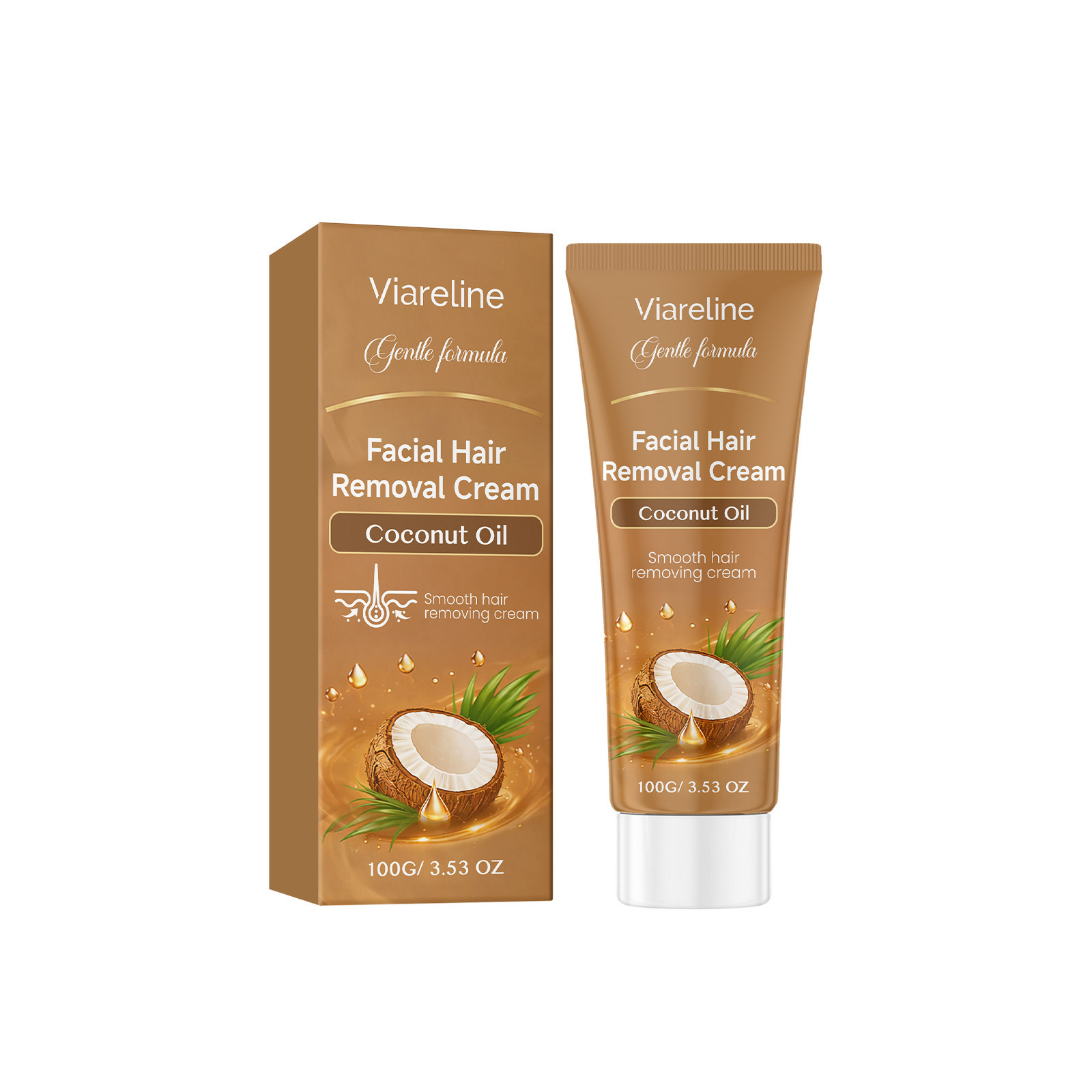 Coconut Oil Face Hair Removal Cream Gentle Non Irritating Formula for Sensitive Skin Home Use