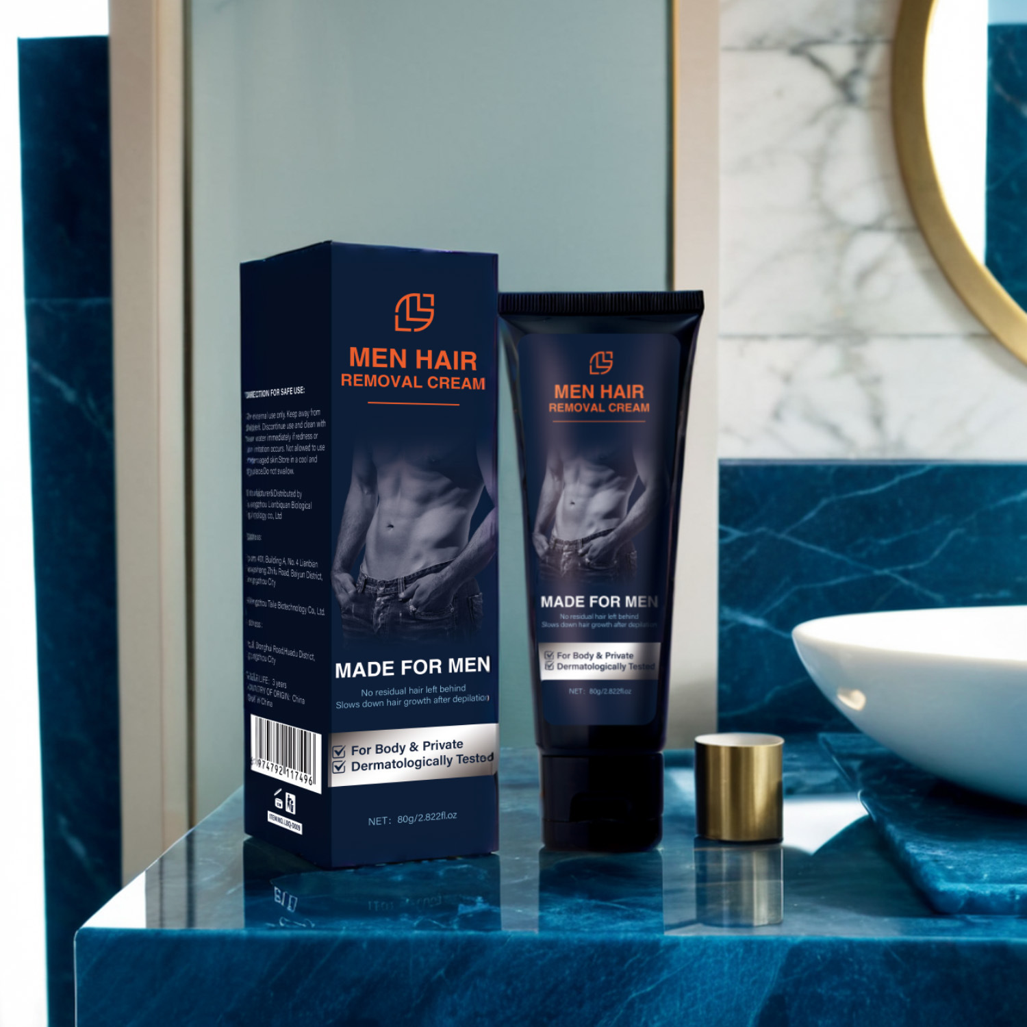 Men’s Gentle Hair Removal Cream Non Irritating for Armpit Legs Arms Daily Home Use Natural 80g