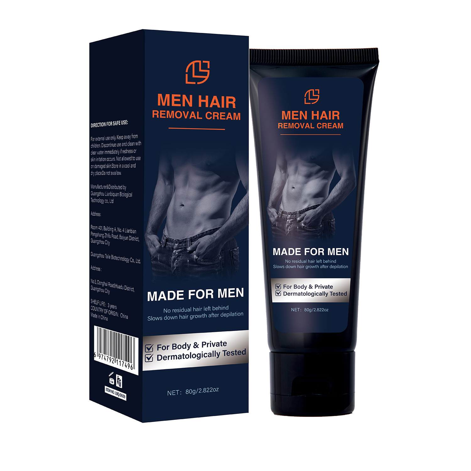 Men’s Gentle Hair Removal Cream Non Irritating for Armpit Legs Arms Daily Home Use Natural 80g