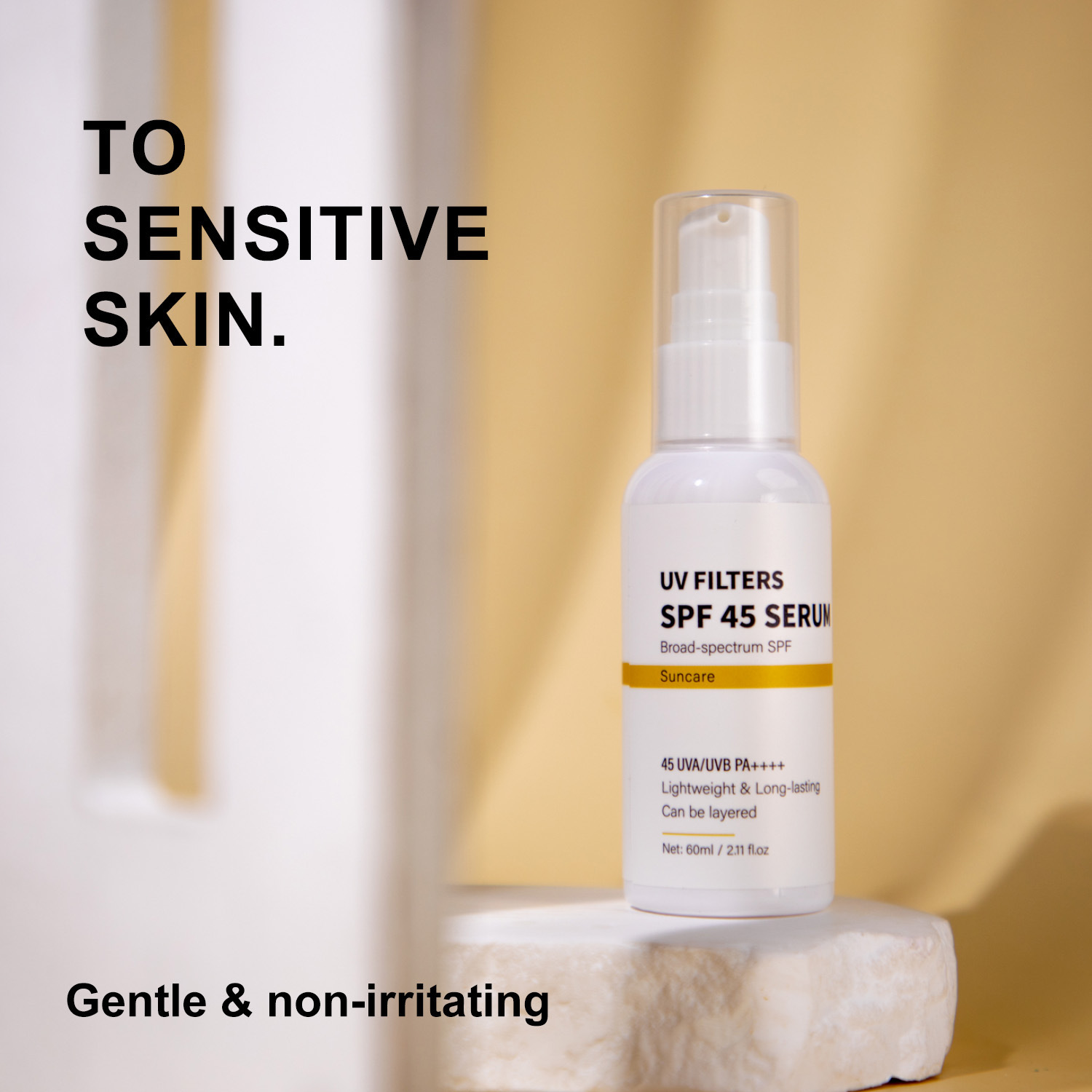 SPF45 UV Protection Face Serum Broad Spectrum Sunscreen For Daily Hydrating Anti Aging Skin Shield 60ml