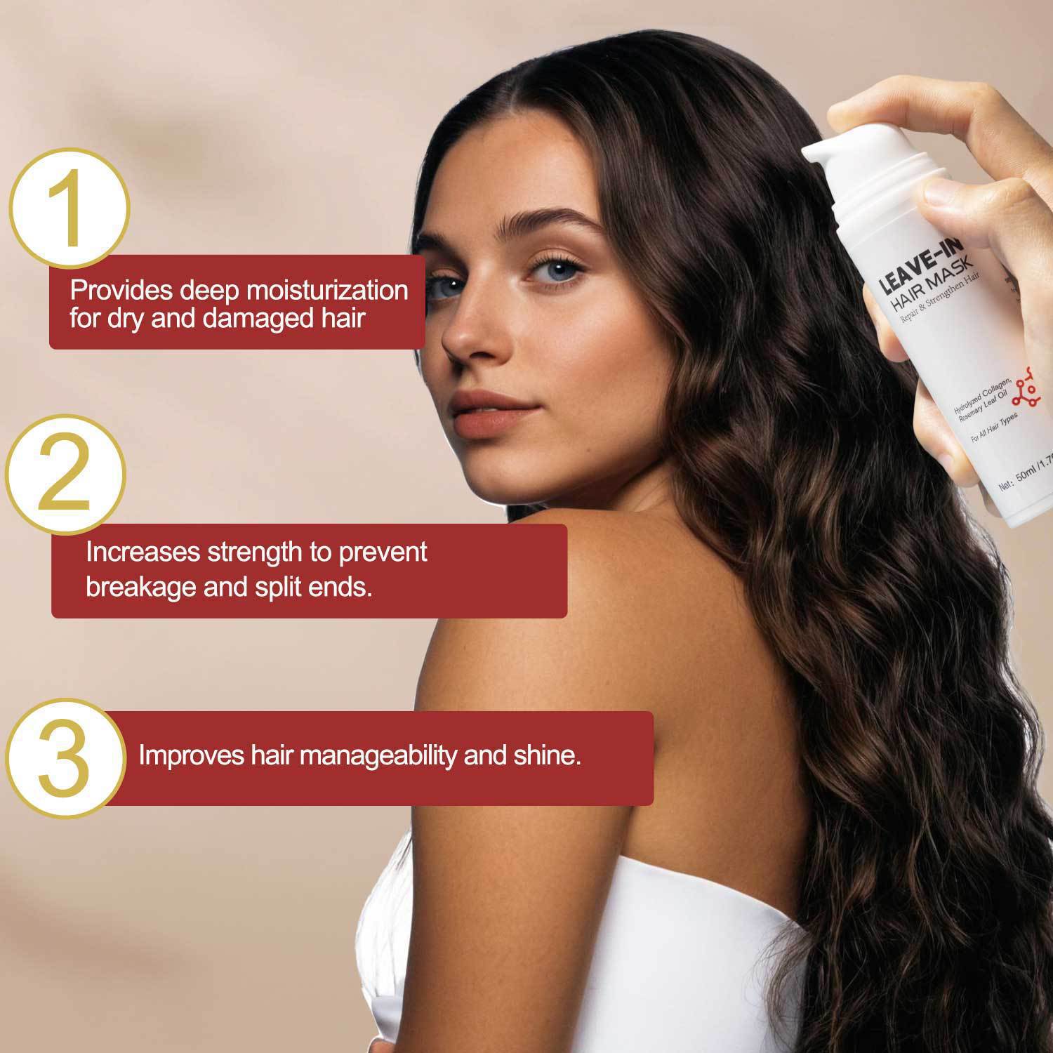 Leave In Hair Mask For Deep Hydration Frizz Control Smoothing And Softening Daily No Rinse Conditioning Treatment