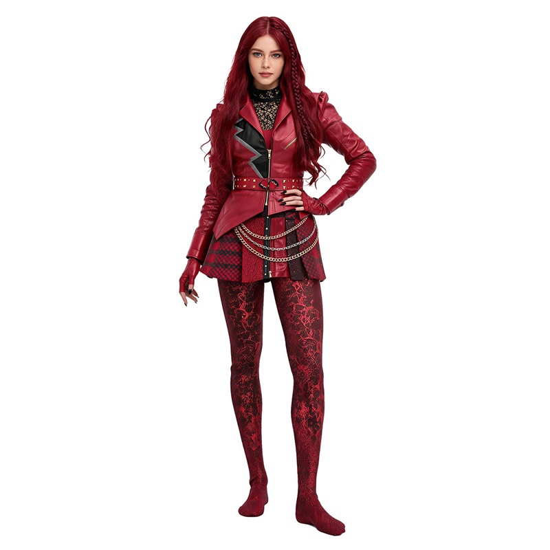 (S) Descendants Five Red Princess Cosplay Costume Halloween Evil Wonderland Villain Princess Performance Outfit