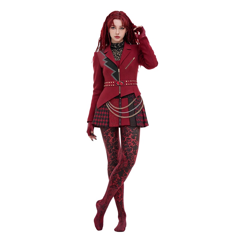 (S) Descendants Five Red Princess Cosplay Costume Halloween Evil Wonderland Villain Princess Performance Outfit