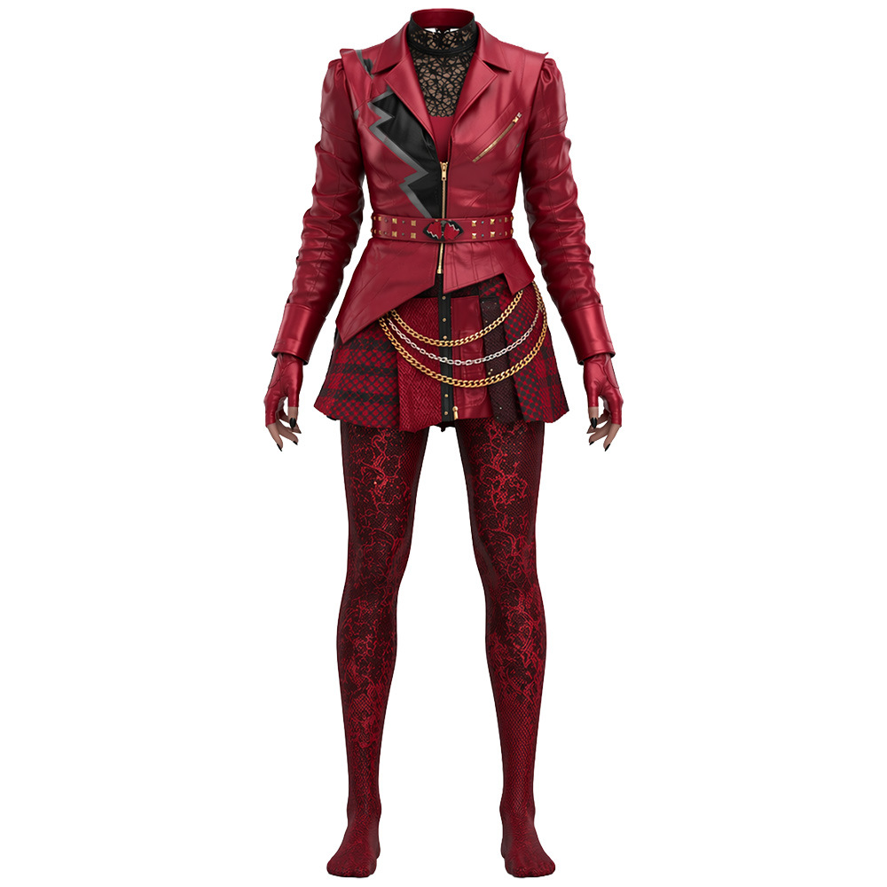 (S) Descendants Five Red Princess Cosplay Costume Halloween Evil Wonderland Villain Princess Performance Outfit