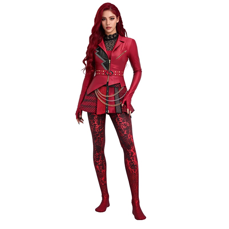 (S) Descendants Five Red Princess Cosplay Costume Halloween Evil Wonderland Villain Princess Performance Outfit