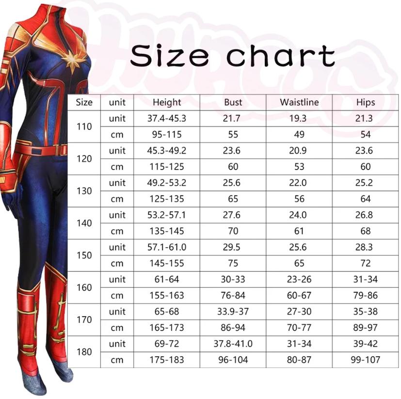 (M) Captain Marvel Bodysuit Halloween Bodysuit Womens Adult Bodysuit Captain Marvel Costume Superhero