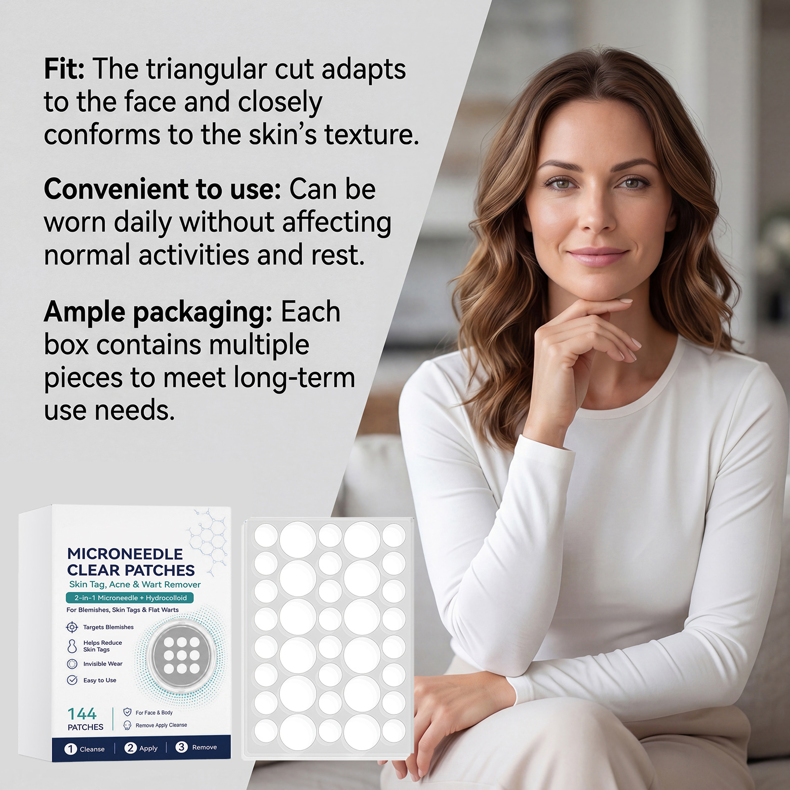 Acne Microneedle Patch Contains Salicylic Acid Tea Tree Oil Dissolve Grease Protect Skin Barrier Thin Invisible Day Night Use