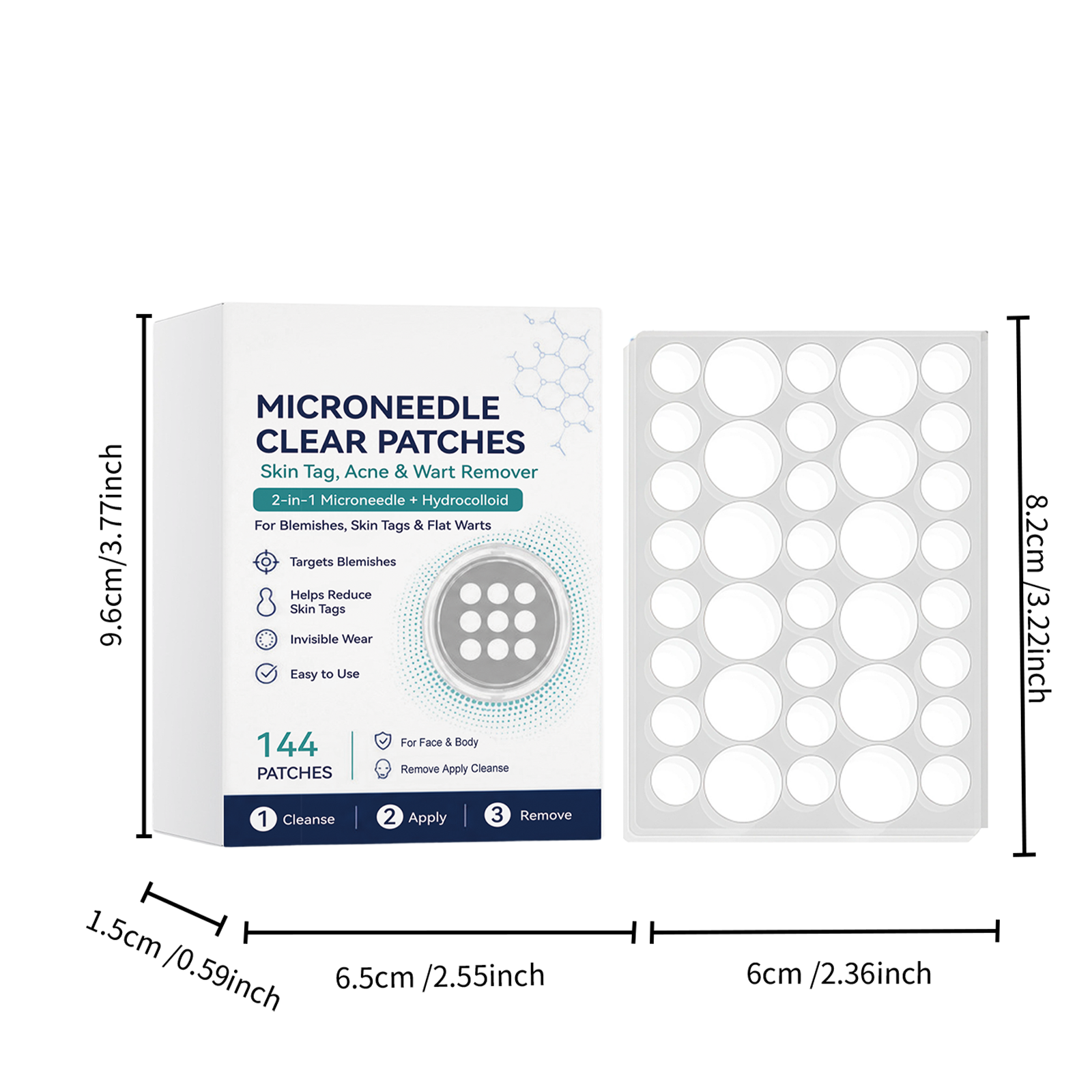 Acne Microneedle Patch Contains Salicylic Acid Tea Tree Oil Dissolve Grease Protect Skin Barrier Thin Invisible Day Night Use