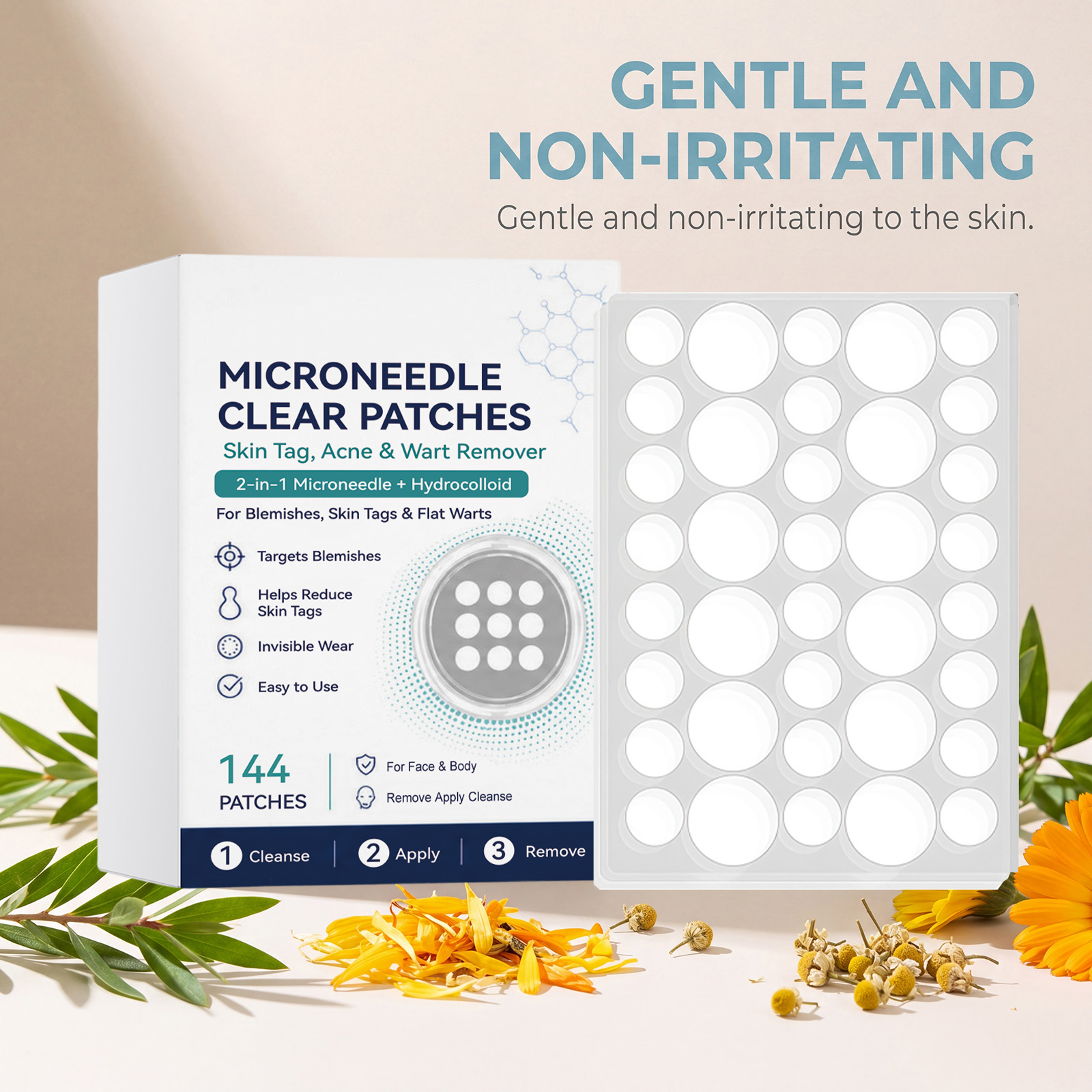 Acne Microneedle Patch Contains Salicylic Acid Tea Tree Oil Dissolve Grease Protect Skin Barrier Thin Invisible Day Night Use
